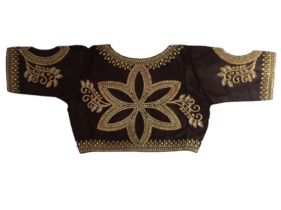 Raw Silk Brown Designer Blouse 144